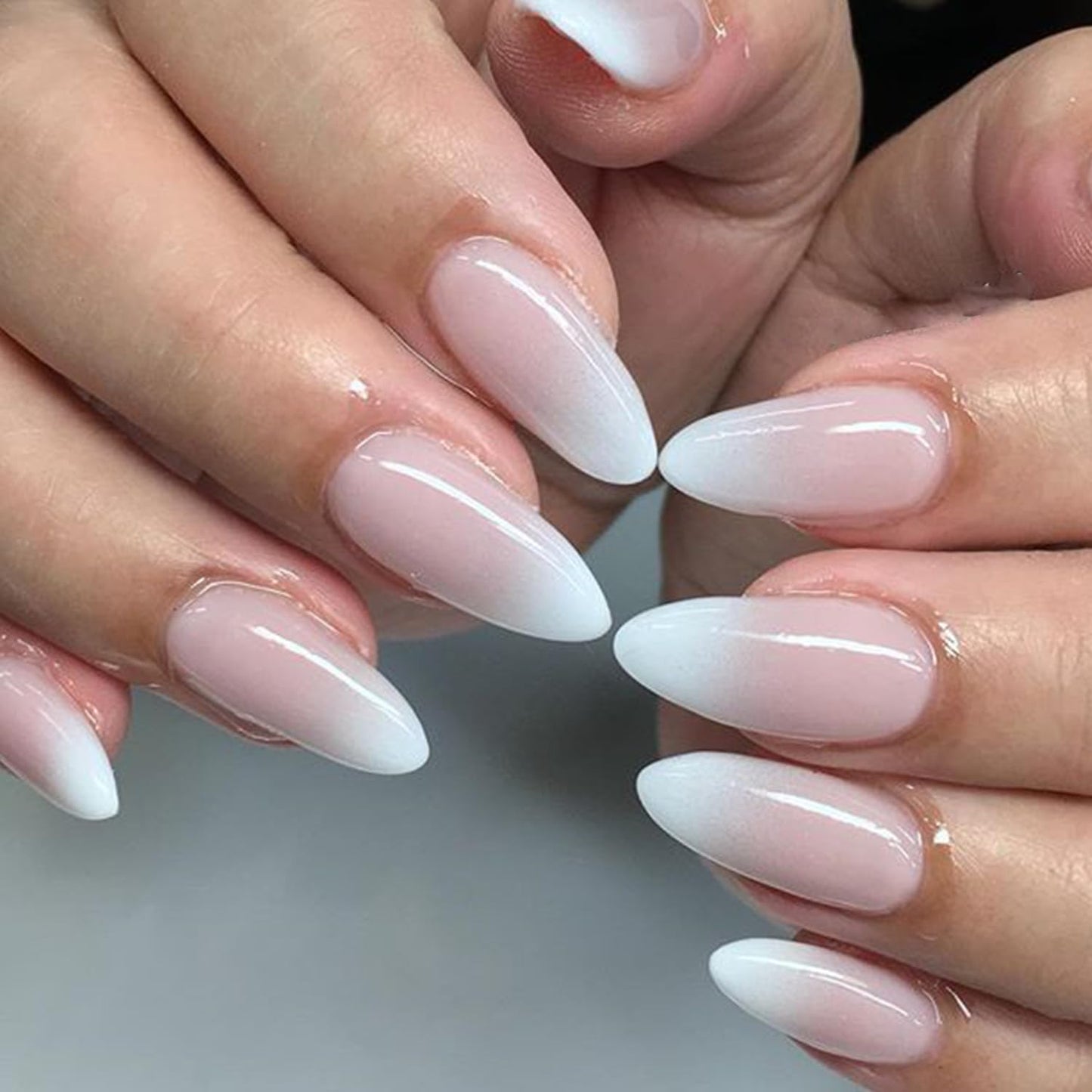 Peach Hex – Peach Ombré Glossy Almond Press-On Nails