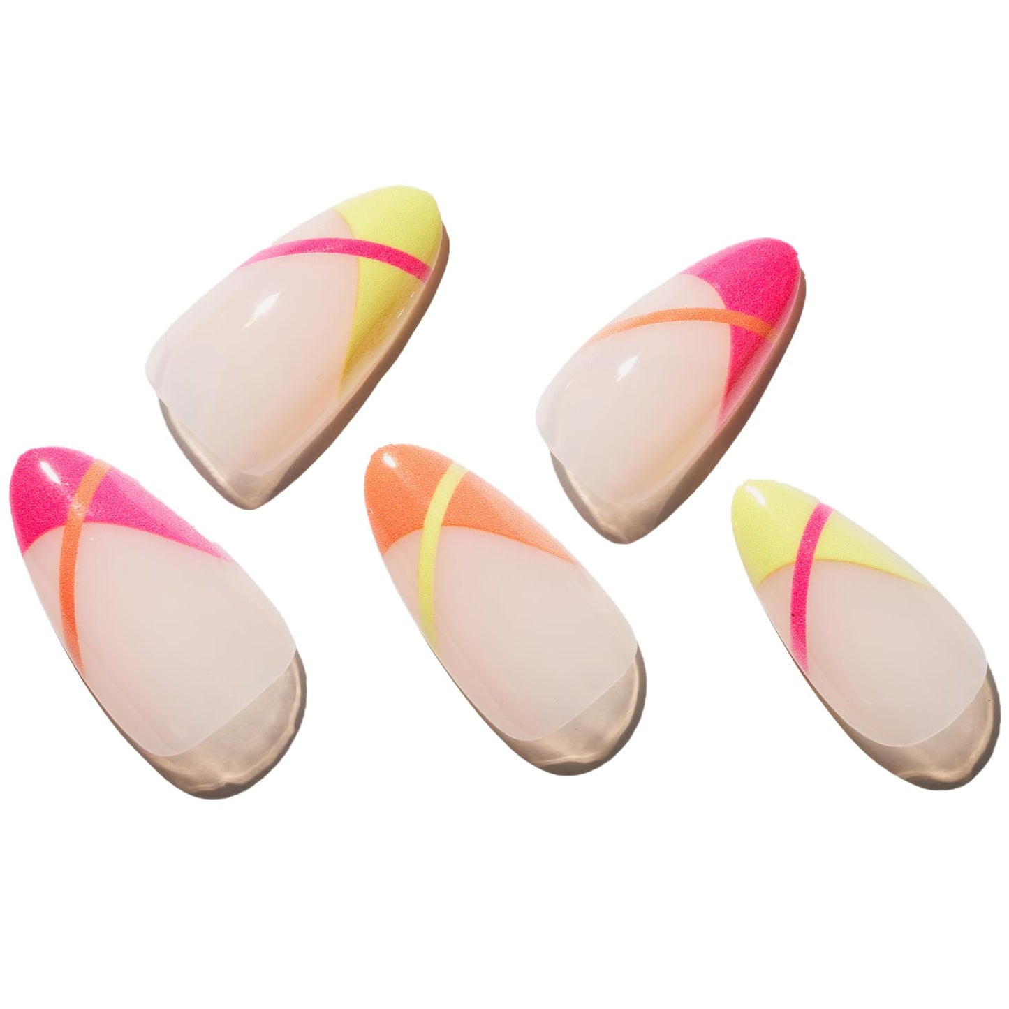 Sunfire Kiss – Neon French Tip Almond Press-On Nails