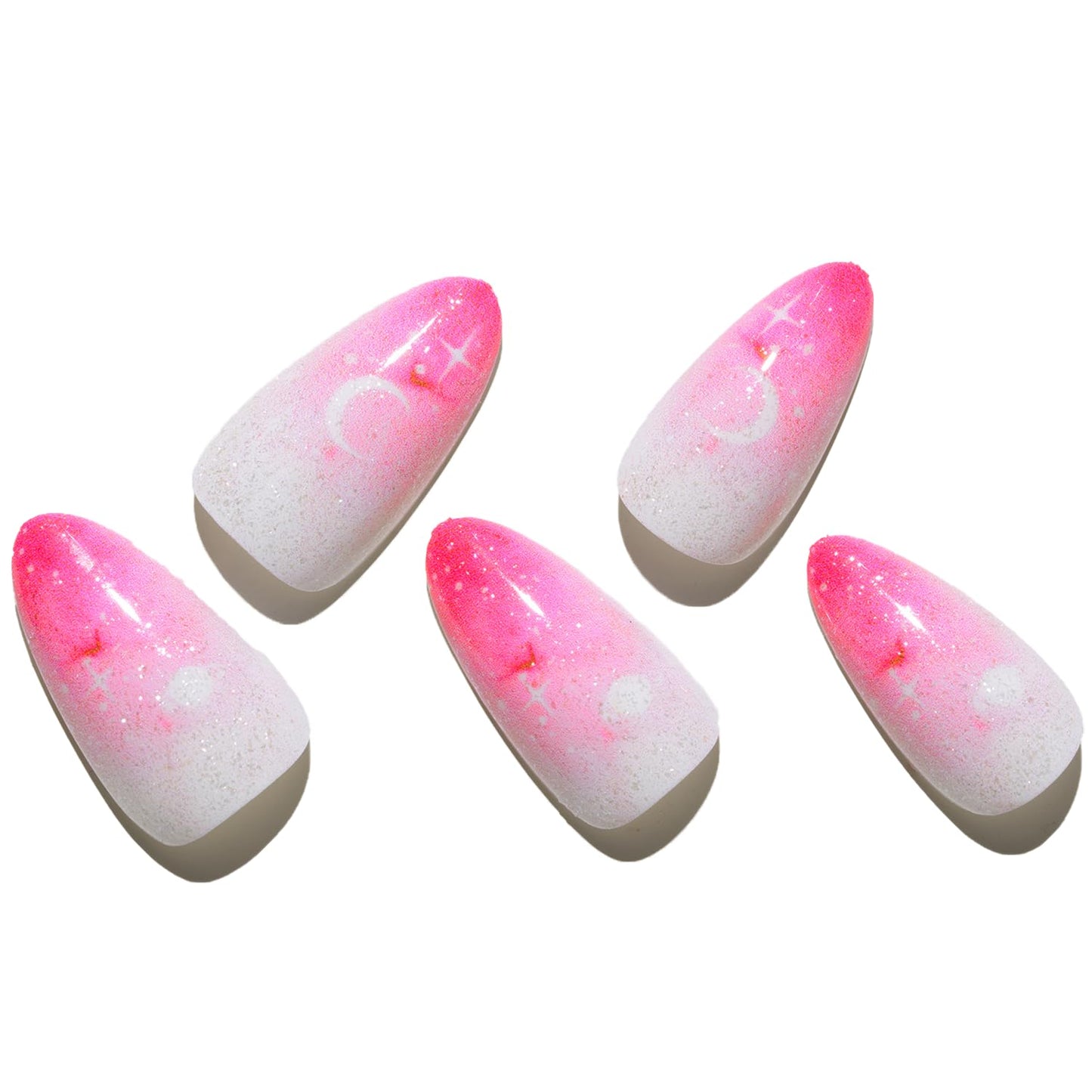 Rosy Veil – Pink Ombré Glossy Almond Press-On Nails