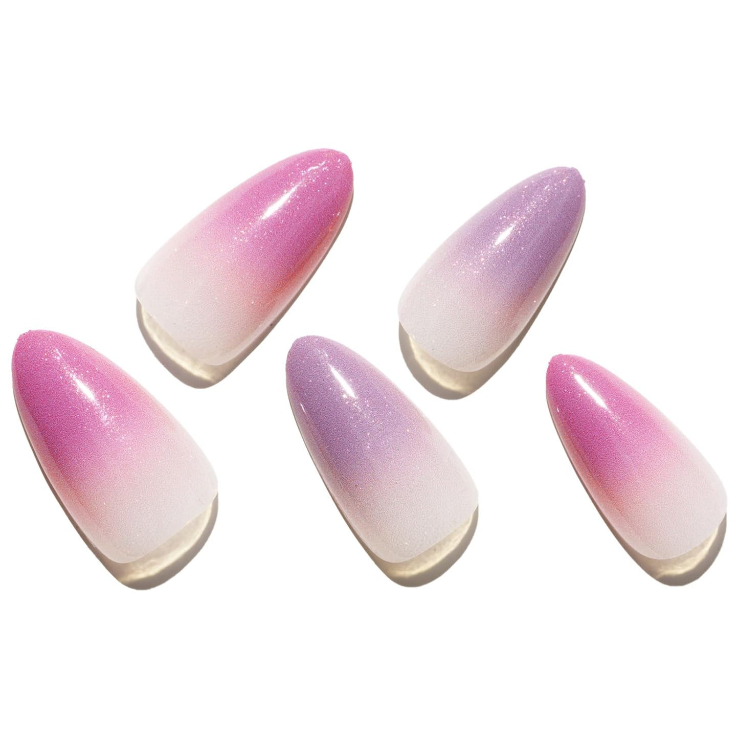 Witchlight Bloom – Pink Lavender Ombré Almond Press-On Nails