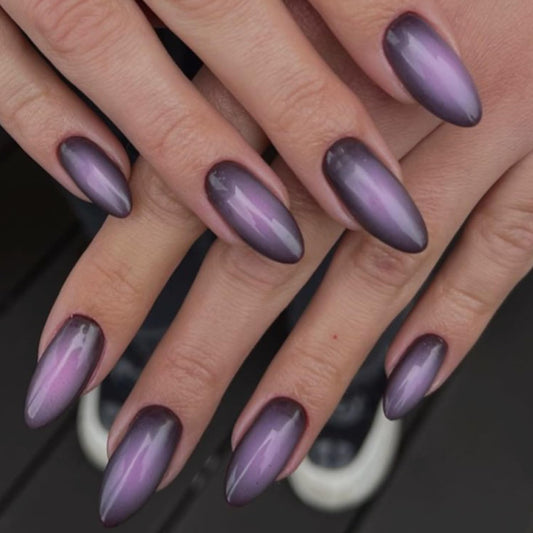 Celestial Storm – Silver Holographic Almond Press-On Nails