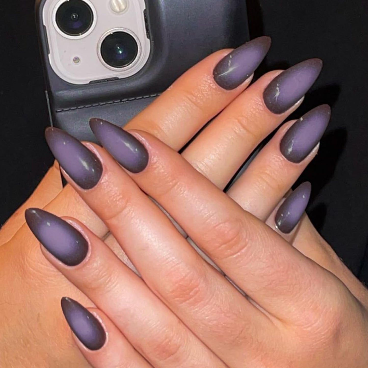 Celestial Storm – Silver Holographic Almond Press-On Nails