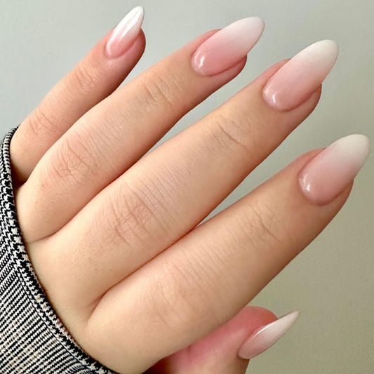 Peach Hex – Peach Ombré Glossy Almond Press-On Nails