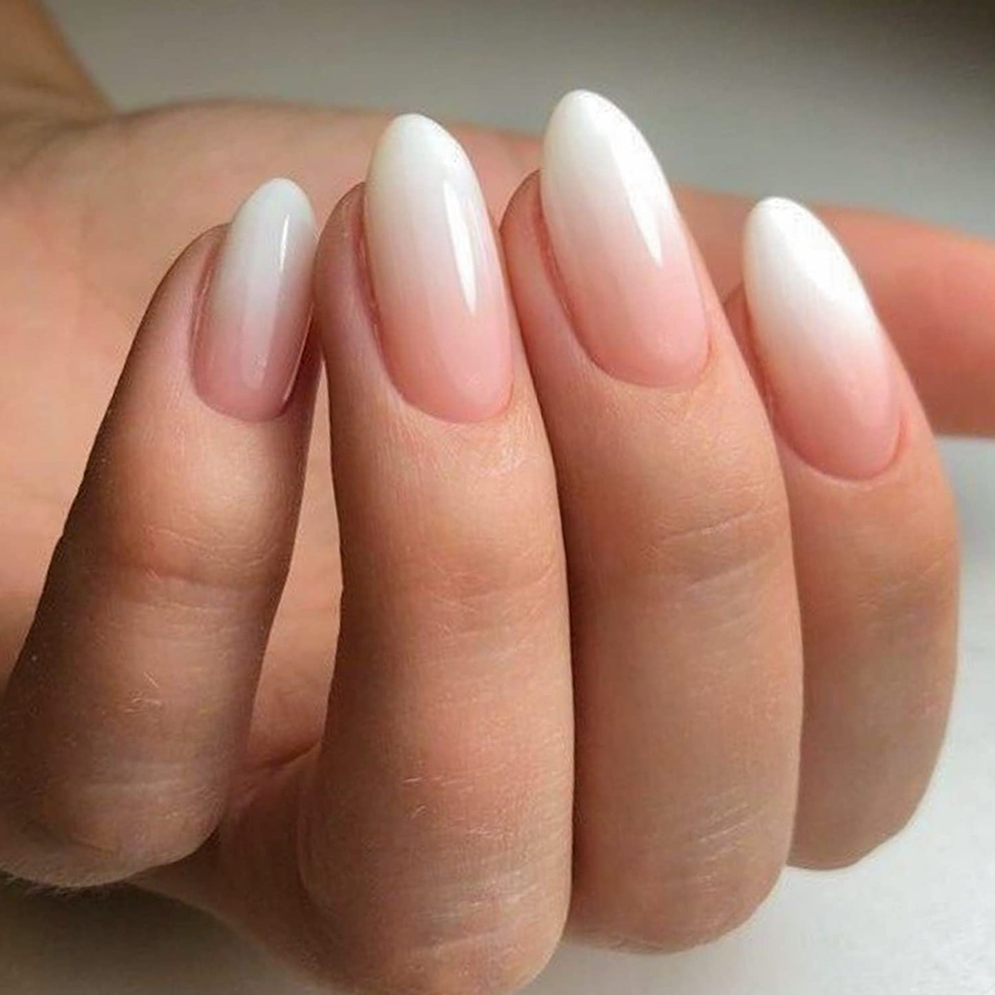 Peach Hex – Peach Ombré Glossy Almond Press-On Nails