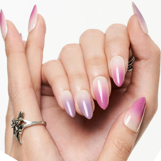 Witchlight Bloom – Pink Lavender Ombré Almond Press-On Nails